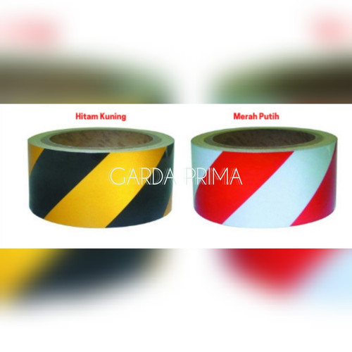 Reflective Tape Police Line Sticker Glow Hitam Kuning Merah Putih