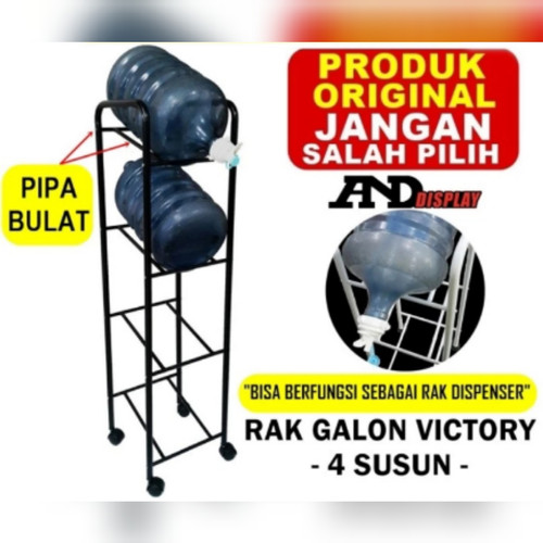 Best Seller! Rak Galon 4 Susun Air Aqua Roda Dorong Dispenser Beroda