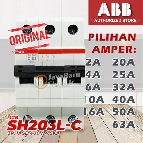 MCB ABB SH203 SH203L-C 3P 2A 4A 6A 10A 16A 20A 25A 32A 40A 50A 63A