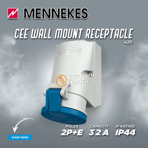 MENNEKES Wall Mount Socket Receptacle 2P+E / 3 Pin 32A IP44