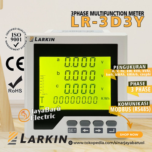 Power Meter 3 Three Phase Multi Fungsi LCD Display LARKIN LR-3D3Y