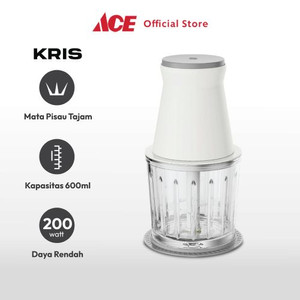 Ace Kris 600 ml Mini Chopper Kaca - Putih