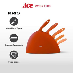 Ace Kris Set 6 Pcs Pisau Dapur Dengan Block Penyimpanan - Merah