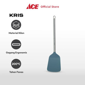 Ace Kris Spatula Turner Solid Nylon Gagang Stainless Steel - Abu-Abu