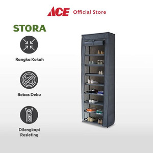 Ace Stora 60X30X175 cm Rak Sepatu Dengan Cover - Abu-Abu