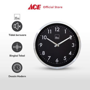 Ace Arthome 30 cm Jam Dinding Aluminim 90644Zw - Hitam