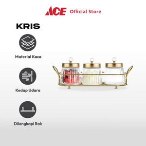 Ace Kris 480 ml Set 3 Pcs Stoples Kaca Dengan Rak Cyrstal