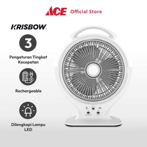 Ace Krisbow 14 inci Kipas Angin Meja Dengan Lampu Rechargeable - Putih