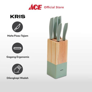 Ace Kris Set 6 Pcs Pisau Dapur Dengan Block Penyimpanan - Turquoise