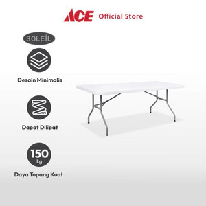 Ace Krisbow 200X90 cm Meja Lipat Rectangle - Putih/Abu-Abu