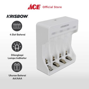 Ace Krisbow Charger Baterai 4 Slot Aa/Aaa 8002 - Putih