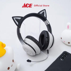 Ace Ataru Headphone Bluetooth Cat Bt029C - Hitam/Putih