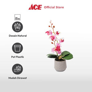 Ace Arthome Bunga Artifisial Orchid 1 Stem Dengan Pot - Pink Sakura