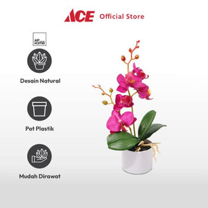 Ace Arthome Bunga Artifisial Orchid 1 Stem Dengan Pot - Dark Fuschia