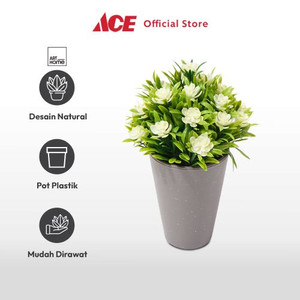 Ace Arthome Bunga Artifisial Grass Dengan Pot Gardenia - Putih