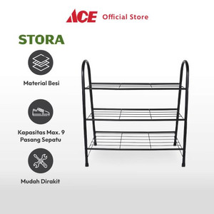 Ace Stora Rak Sepatu 3 Tingkat 68x35x70 Cm - Hitam