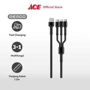 Ace Memoo 1.2 Mtr Kabel Charger Usb 3in1 3.4a