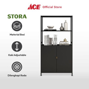 Ace - Stora Kabinet Kantor Metal 5 Tingkat Dengan 2 Pintu - Hitam