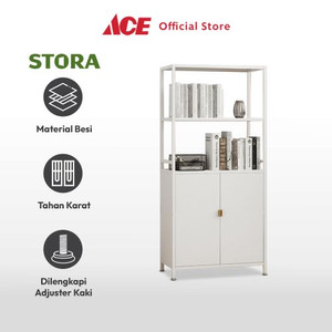 Ace - Stora Kabinet Kantor Metal 5 Tingkat Dengan 2 Pintu - Putih