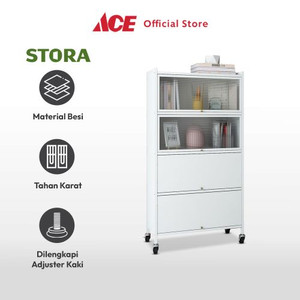 Ace - Stora Kabinet Kantor Metal 5 Tingkat Dengan 4 Pintu - Putih