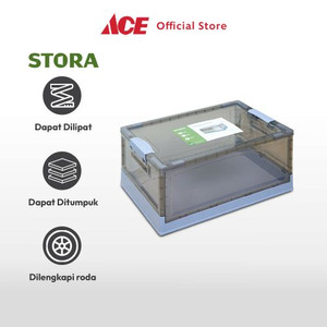 Ace - Stora 51x35x10 Cm Kotak Penyimpanan Lipat Dengan Roda - Biru