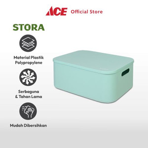 Ace - Stora 36.5x26x16 Cm Kotak Penyimpanan Dengan Tutup - Biru