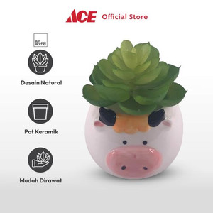 Ace - Arthome Tanaman Artifisial Sukulen Dengan Pot Anima Cow