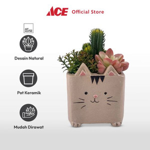 Ace - Arthome Tanaman Artifisial Sukulen Dengan Pot Anima Cat