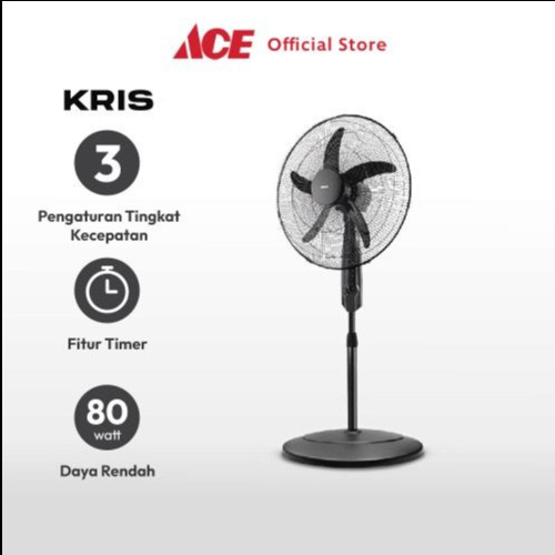 Ace - Kris 20 Inci Kipas Angin Lantai - Hitam