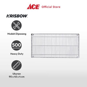 Ace - Krisbow 90x45x4 Cm Ambalan Rak Kawat Heavy Duty - Silver