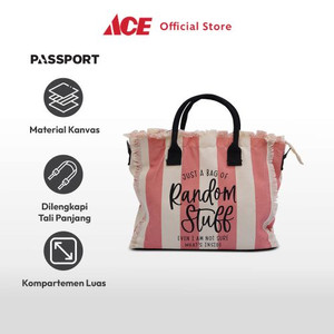 Ace - Passport Tas Bahu Kanvas Stripe - Pink