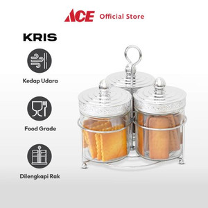 Ace Kris Set 3 Pcs Stoples Kaca Dengan Rak - Silver