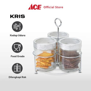 Ace Kris Set 3 Pcs Stoples Kaca Dengan Rak Metal