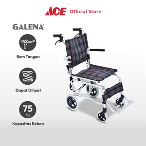 Ace - Galena 37 Cm Kursi Roda Manual Traveling Dengan Tas - Biru/Merah