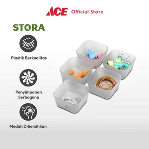 Ace - Stora 8.3x8.3x4.5 Cm Set 5 Pcs Organizer Laci - Abu-Abu