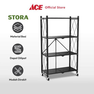 Ace - Stora Rak Penyimpanan 4 Tingkat Foldable - Hitam