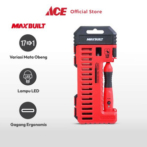 Ace - Maxb Set 17 Pcs Obeng Presisi Dengan Lampu Led - Merah/Hitam