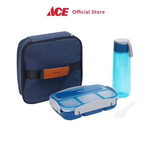 Ace - Kris Kotak Makan & Botol Minum Dengan Tas - Biru