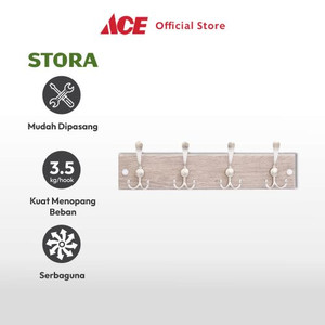 Ace - Stora 45x9x6.5 Cm Gantungan Pakaian Dinding 4 Pengait - Silver