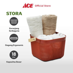 Ace - Stora 25x25 Cm Keranjang Penyimpanan Handle Kayu - Merah