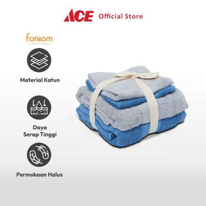 Ace - Forhom Set 4 Pcs Handuk Mandi & Olahraga - Abu-Abu/Biru