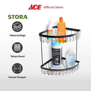 Ace - Stora Rak Dinding Sudut Kamar Mandi 2 Tingkat