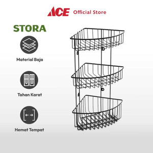 Ace - Stora Rak Dinding Sudut Kamar Mandi 3 Tingkat