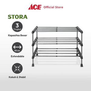 Ace - Stora 93x29x47 Cm Rak Sepatu 3 Tingkat Extendable