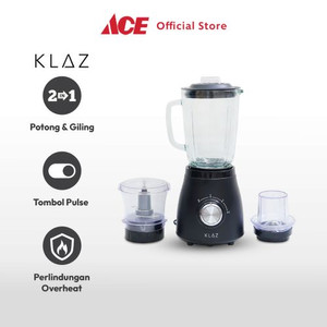 Ace - Klaz 1.5 Ltr Blender Dengan Grinder & Chopper 500 Watt - Hitam