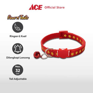 Ace - Paws N Tali Kalung Kucing Star Print - Merah