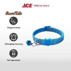 Ace - Paws N Tali Kalung Kucing Star Print - Biru