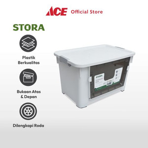 Ace - Stora 52X37X33 Cm Kotak Penyimpanan Dengan Roda - Putih