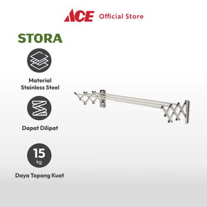 Ace - Stora 120 Cm Jemuran Baju Dinding Stainless Steel