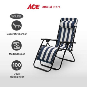 Ace - Soleil Kursi Recliner Zero Gravity Stripe - Navy / Putih